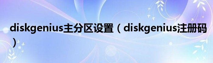 diskgenius主分区设置（diskgenius注册码）