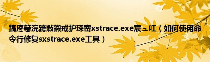 鎬庝箞浣跨敤鍛戒护琛宻xstrace.exe宸ュ叿（如何使用命令行修复sxstrace.exe工具）
