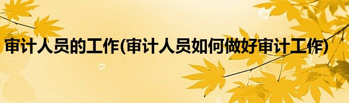 审计人员的工作(审计人员如何做好审计工作)