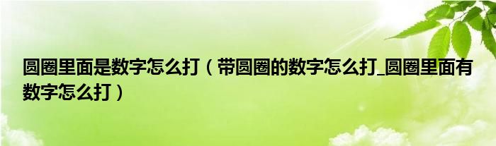 圆圈里面是数字怎么打（带圆圈的数字怎么打