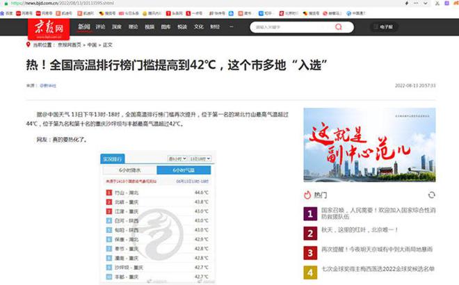 全国高温排行榜门槛提高到42℃ “吉连爽”向网友喊话：快加盟！
