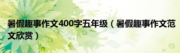 暑假趣事作文400字五年级（暑假趣事作文范文欣赏）