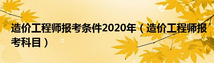 造价工程师报考条件2020年（造价工程师报考科目）