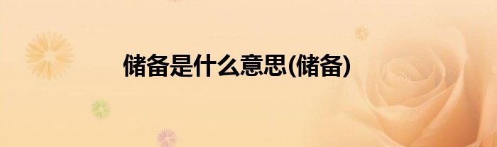 储备是什么意思(储备)