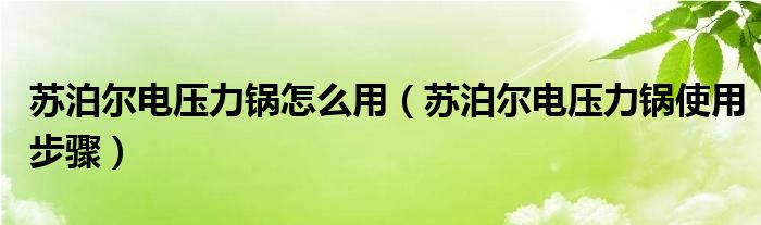 苏泊尔电压力锅怎么用（苏泊尔电压力锅使用步骤）