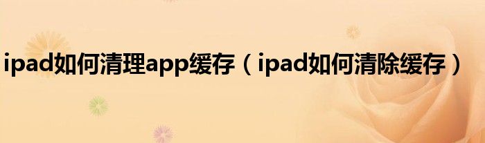 ipad如何清理app缓存（ipad如何清除缓存）