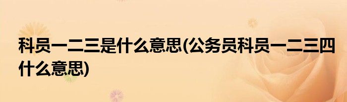 科员一二三是什么意思(公务员科员一二三四什么意思)