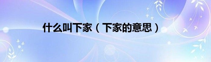 什么叫下家（下家的意思）