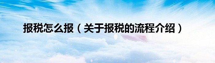 报税怎么报（关于报税的流程介绍）