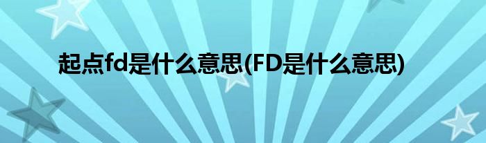 起点fd是什么意思(FD是什么意思)