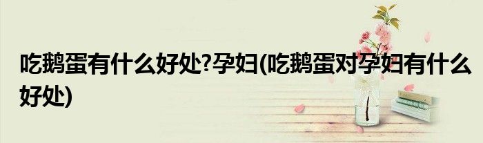 吃鹅蛋有什么好处?孕妇(吃鹅蛋对孕妇有什么好处)