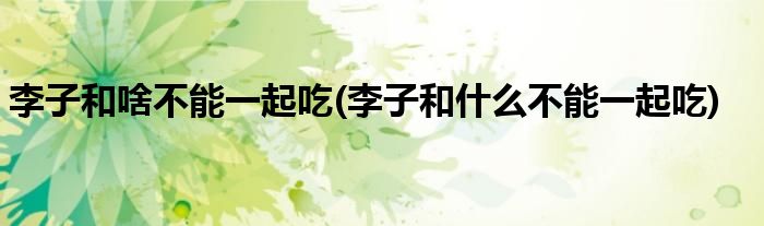 李子和啥不能一起吃(李子和什么不能一起吃)