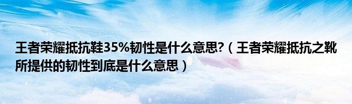 荣耀抵抗鞋35%韧性是什么意思?（荣耀抵抗之靴所提供的韧性到底是什么意思）
