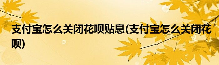 支付宝怎么关闭花呗贴息(支付宝怎么关闭花呗)