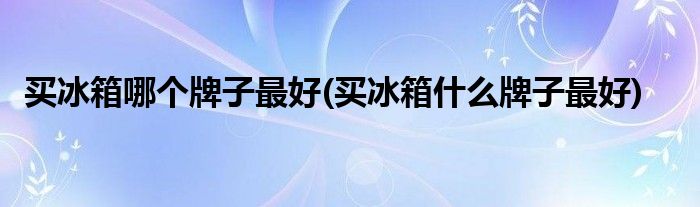 买冰箱哪个牌子更好(买冰箱什么牌子更好)