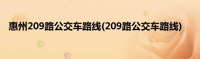 惠州209路公交车路线(209路公交车路线)