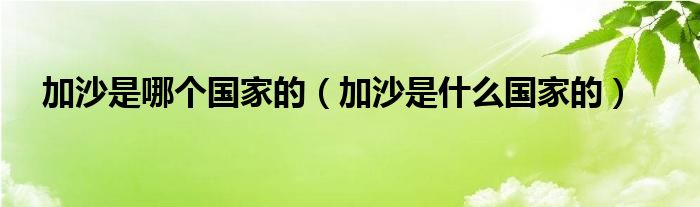 加沙是哪个的（加沙是什么的）