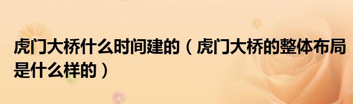 虎门大桥什么时间建的（虎门大桥的整体布局是什么样的）