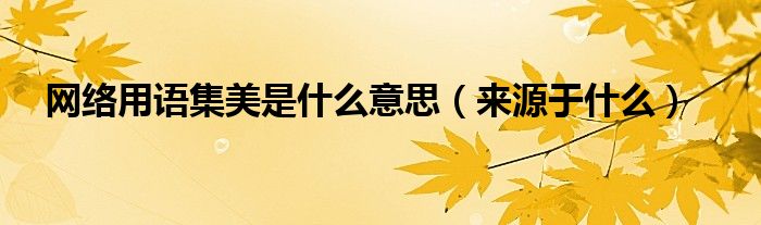 网络用语集美是什么意思（来源于什么）