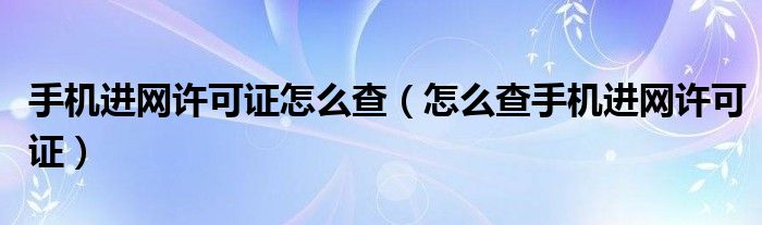 手机进网许可证怎么查（怎么查手机进网许可证）