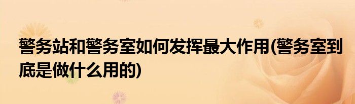 警务站和警务室如何发挥更大作用(警务室到底是做什么用的)