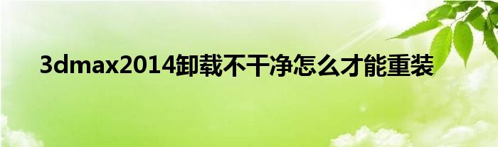 3dmax2014卸载不干净怎么才能重装
