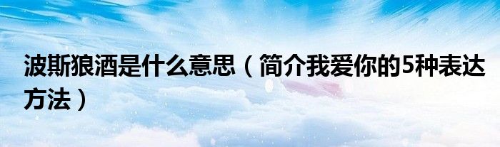 波斯狼酒是什么意思（简介我爱你的5种表达方法）