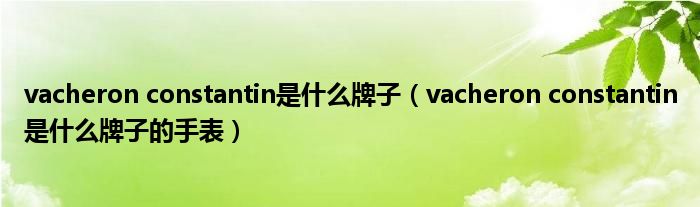 vacheron constantin是什么牌子（vacheron constantin是什么牌子的手表）