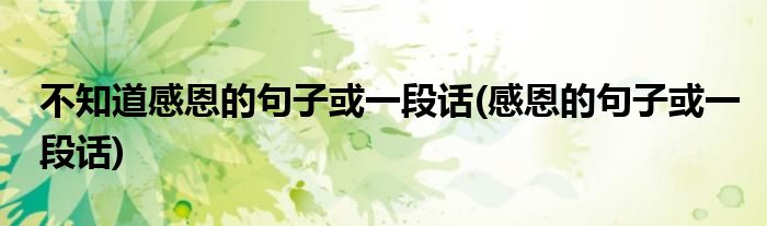 不知道感恩的句子或一段话(感恩的句子或一段话)