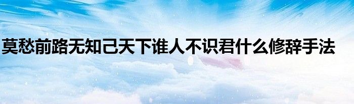 莫愁前路无知己天下谁人不识君什么修辞手法
