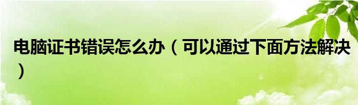 电脑证书错误怎么办（可以通过下面方法解决）