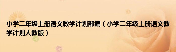 小学二年级上册语文教学计划部编（小学二年级上册语文教学计划人教版）