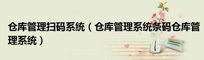 仓库管理扫码系统（仓库管理系统条码仓库管理系统）