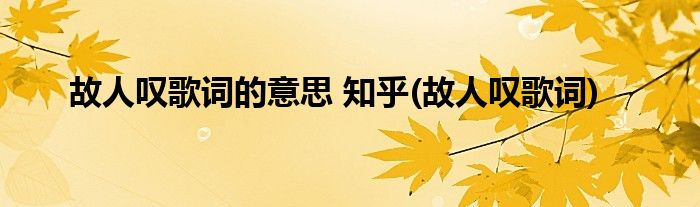故人叹歌词的意思 知乎(故人叹歌词)