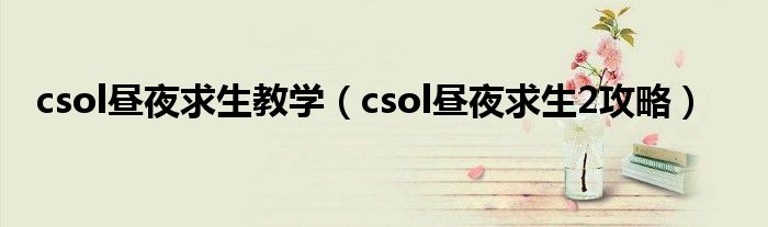 csol昼夜求生教学（csol昼夜求生2攻略）