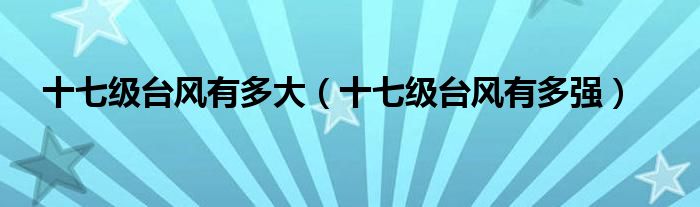十七级台风有多大（十七级台风有多强）