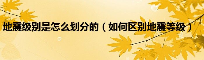 地震级别是怎么划分的（如何区别地震等级）