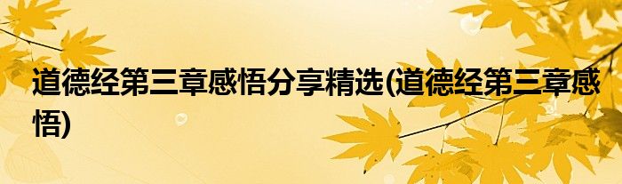 道德经第三章感悟分享精选(道德经第三章感悟)