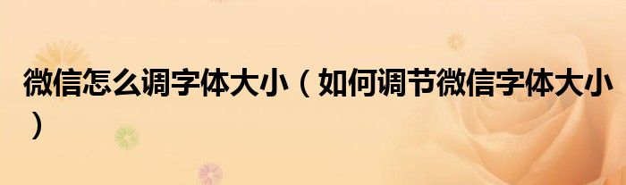 微信怎么调字体大小（如何调节微信字体大小）
