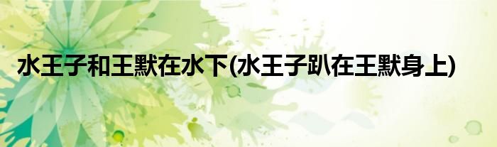 水王子和王默在水下(水王子趴在王默身上)