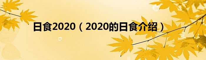 日食2020（2020的日食介绍）