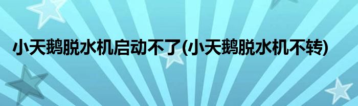 小天鹅脱水机启动不了(小天鹅脱水机不转)