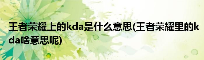 荣耀上的kda是什么意思(荣耀里的kda啥意思呢)
