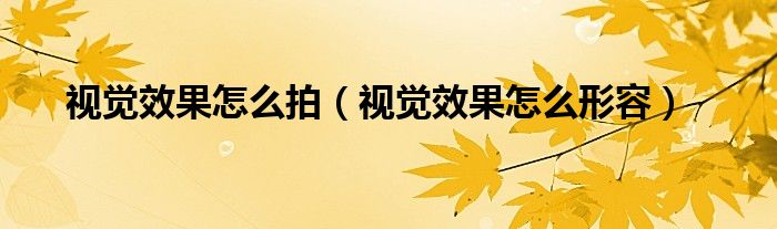 视觉效果怎么拍（视觉效果怎么形容）