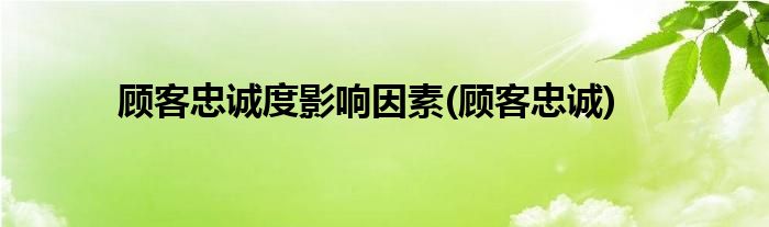 顾客忠诚度影响因素(顾客忠诚)