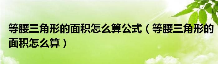 等腰三角形的面积怎么算公式（等腰三角形的面积怎么算）