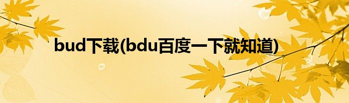 bud下载(bdu百度一下就知道)