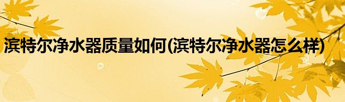 滨特尔净水器质量如何(滨特尔净水器怎么样)