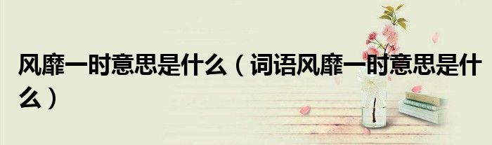 风靡一时意思是什么（词语风靡一时意思是什么）