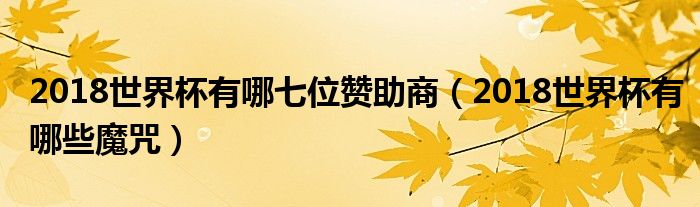 2018世界杯有哪七位赞助商（2018世界杯有哪些魔咒）